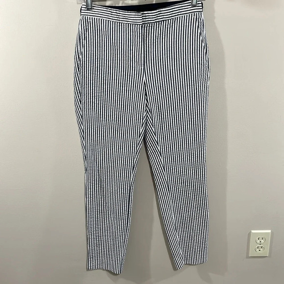 NWOT Zara Seersucker Striped Slim Trouser Pants XS - Picture 2 of 16
